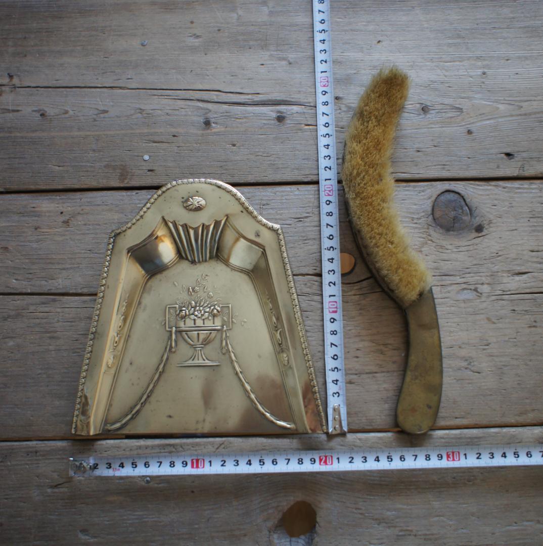 フランスアンティーク　ダストパン＆ブラシ　真鍮製　テーブルクリーナー　蚤の市