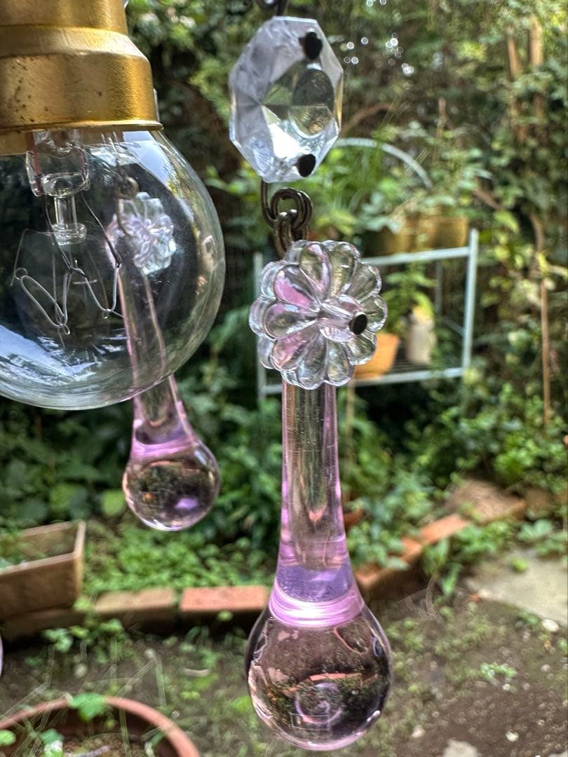 フランス アンティーク ピンクムラーノガラスの小さな可愛らしいミニシャンデリア＊