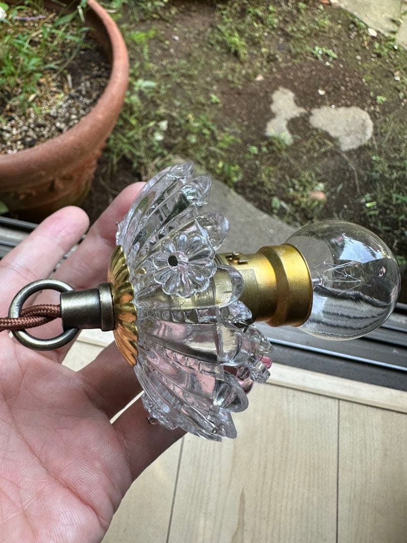 フランス アンティーク ピンクムラーノガラスの小さな可愛らしいミニシャンデリア＊