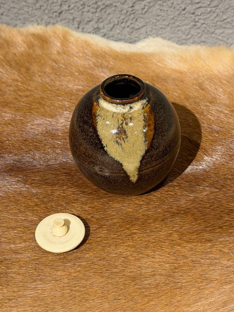 膳所焼　茶入　淡海ぜぜ　陽炎園　共箱　茶道具