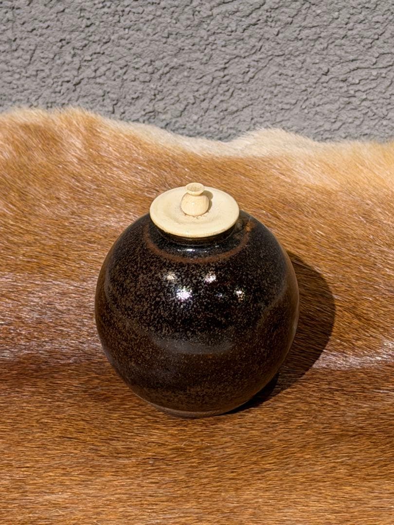 膳所焼　茶入　淡海ぜぜ　陽炎園　共箱　茶道具