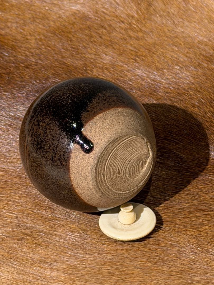 膳所焼　茶入　淡海ぜぜ　陽炎園　共箱　茶道具