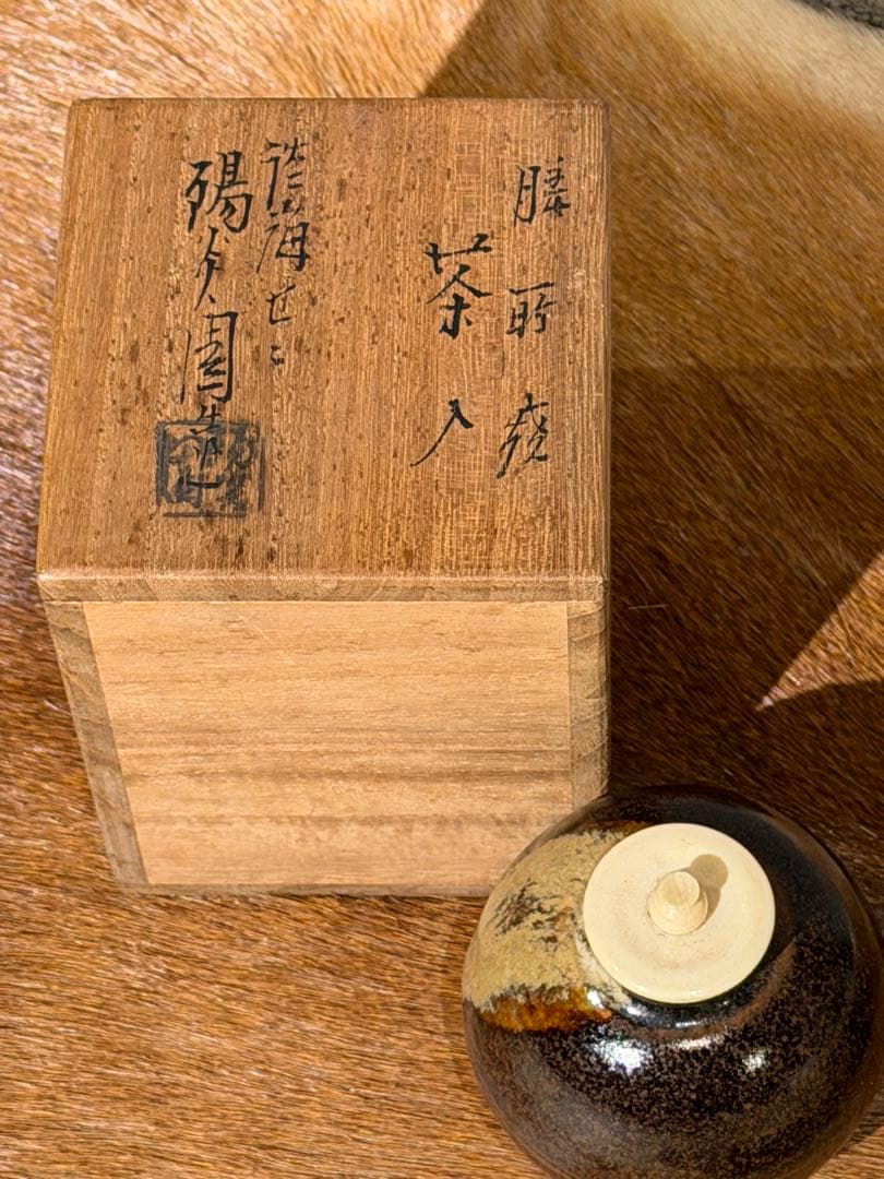 膳所焼　茶入　淡海ぜぜ　陽炎園　共箱　茶道具