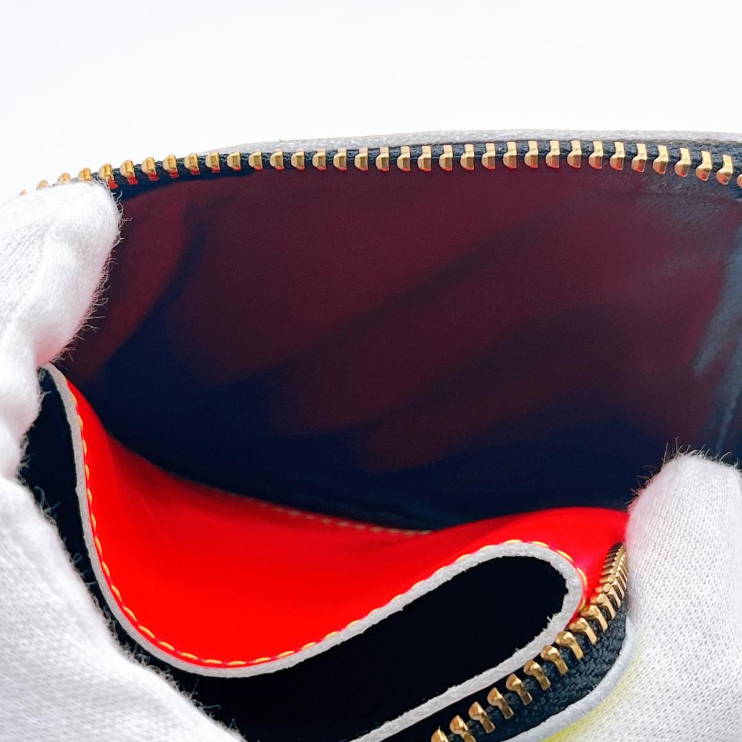 新品 コムデギャルソン レザー L字ファスナー ケース オレンジ イエロー