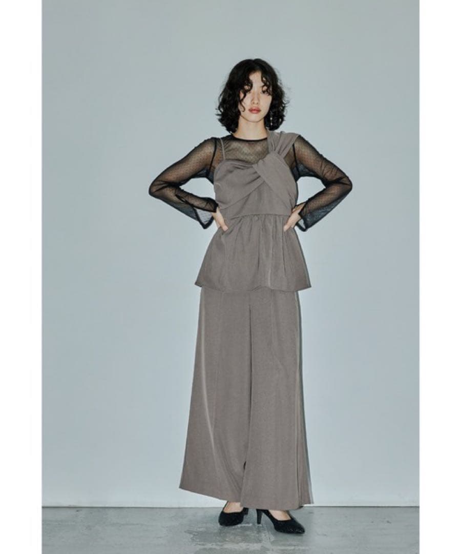 ＊美品＊アシンメトリービスチェ＆ワイドパンツセットアップ パンツドレス