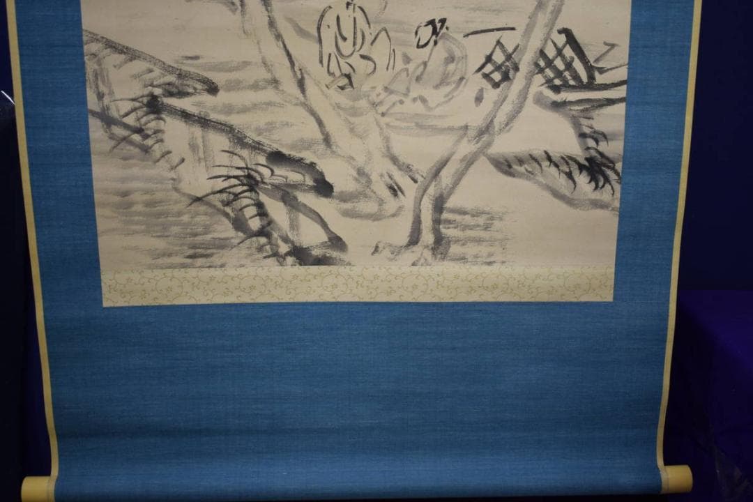 真作/頼支峰/柳陰清話/山水人物図/布袋屋掛軸HI-350