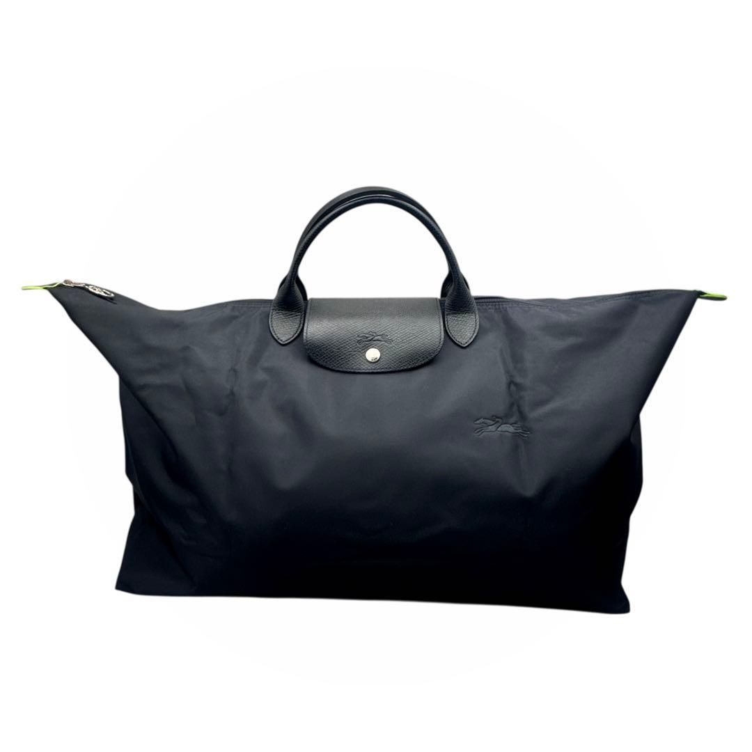 美品　LONGCHAMP プリアージュ　ボストンバッグ グリーン　ブラック 旅行