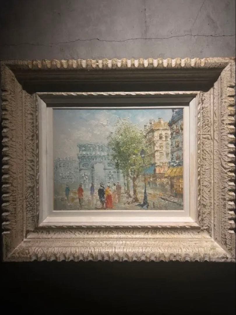 印象派　肉筆油彩画　【Paris】　直筆サインあり