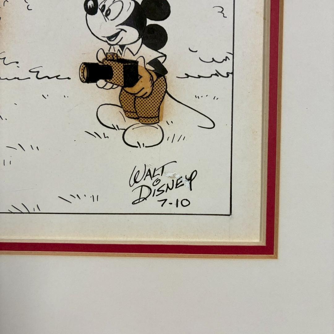 ウォルト・ディズニー ミッキーマウス３コマ漫画 原画 1961年 直筆サイン入