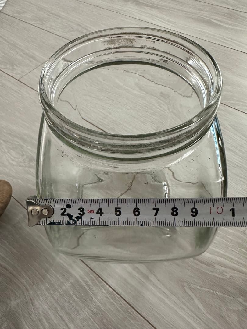 ヴィンテージ ショップ購入ガラス瓶おかし入れアッシュペー　アンティーク古道具