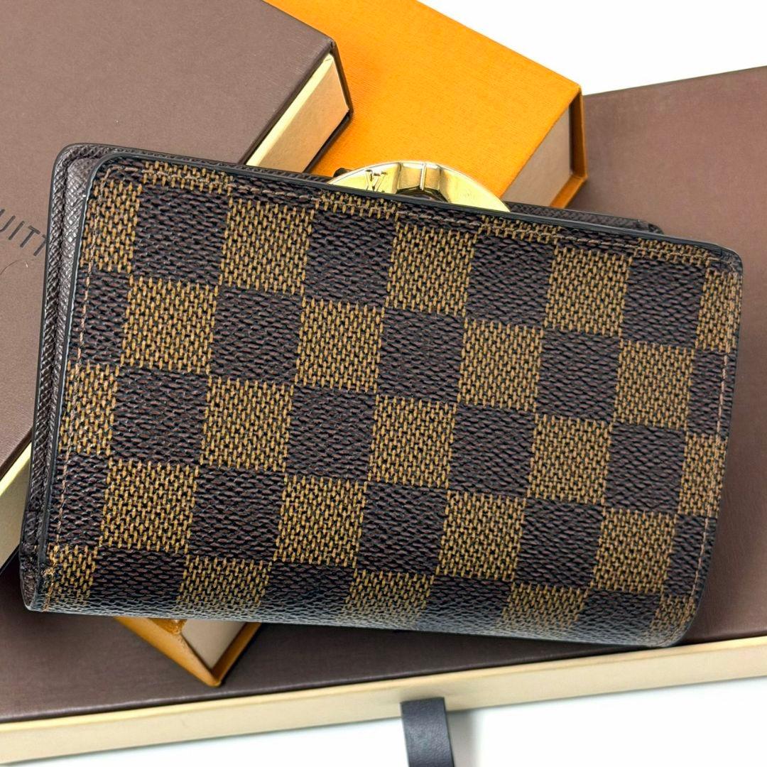 良品. ルイヴィトン ダミエ エベヌ ポルトモネ ビエ ヴィエノワ 財布 がま口