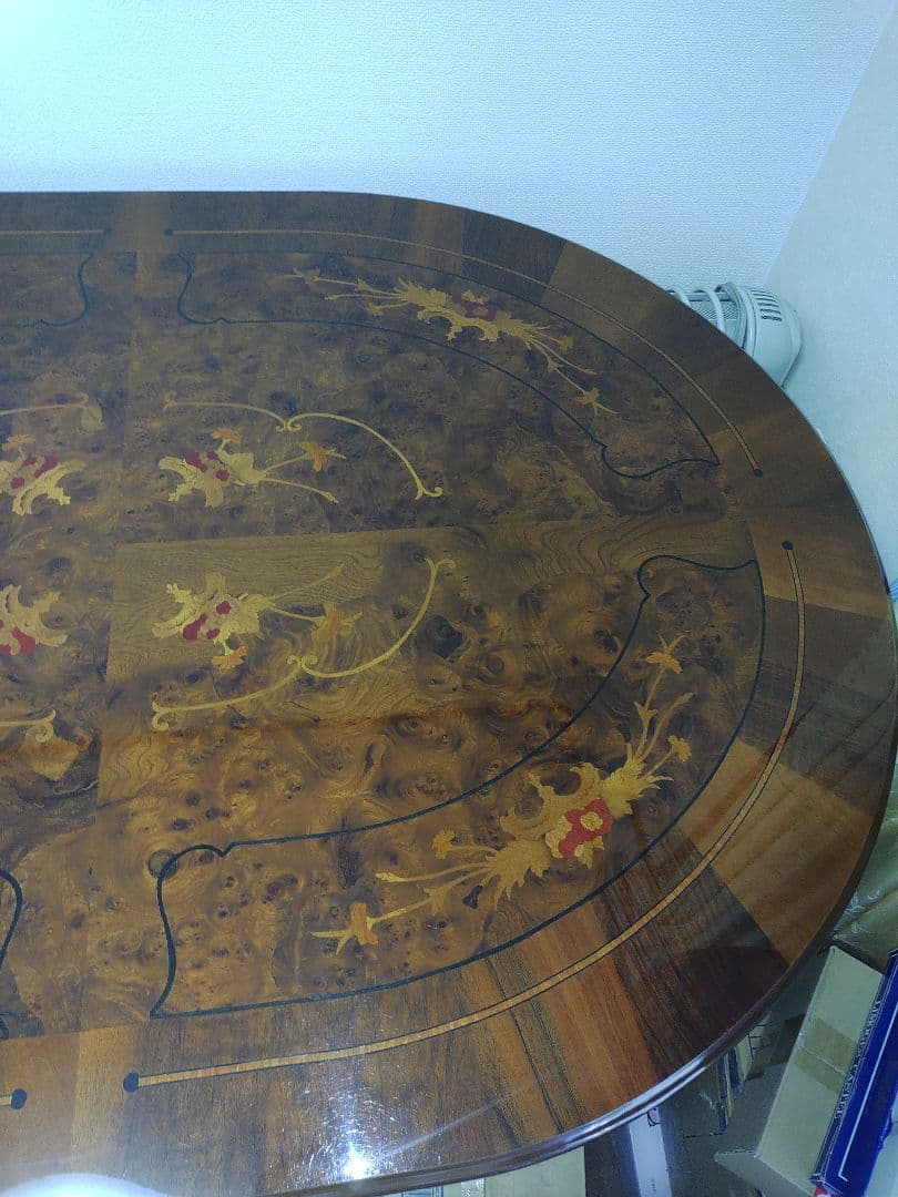 イタリア製クラシック木製楕円形テーブル