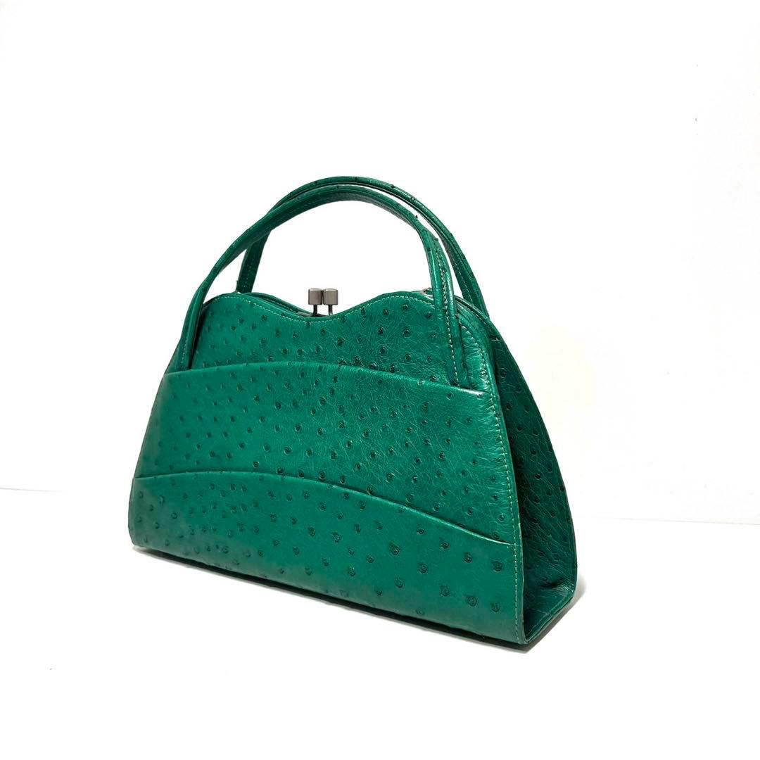 【美品】MIMMA TETI / オーストリッチ/グリーン系色/ハンドバッグ