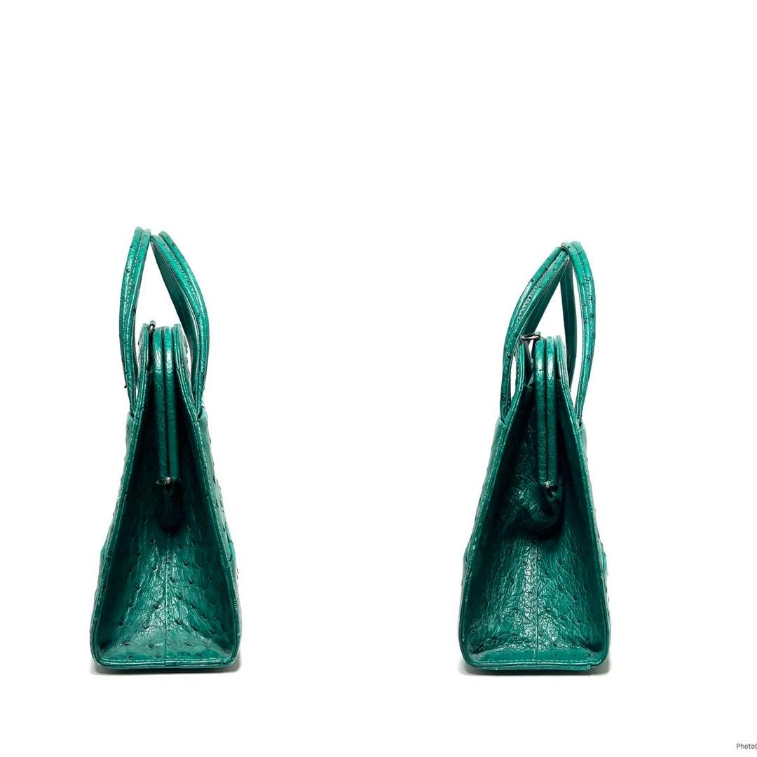 【美品】MIMMA TETI / オーストリッチ/グリーン系色/ハンドバッグ