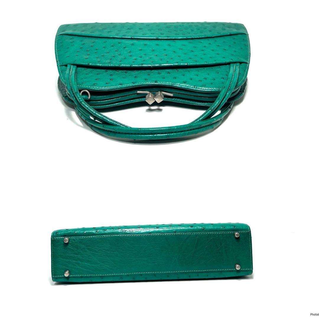 【美品】MIMMA TETI / オーストリッチ/グリーン系色/ハンドバッグ