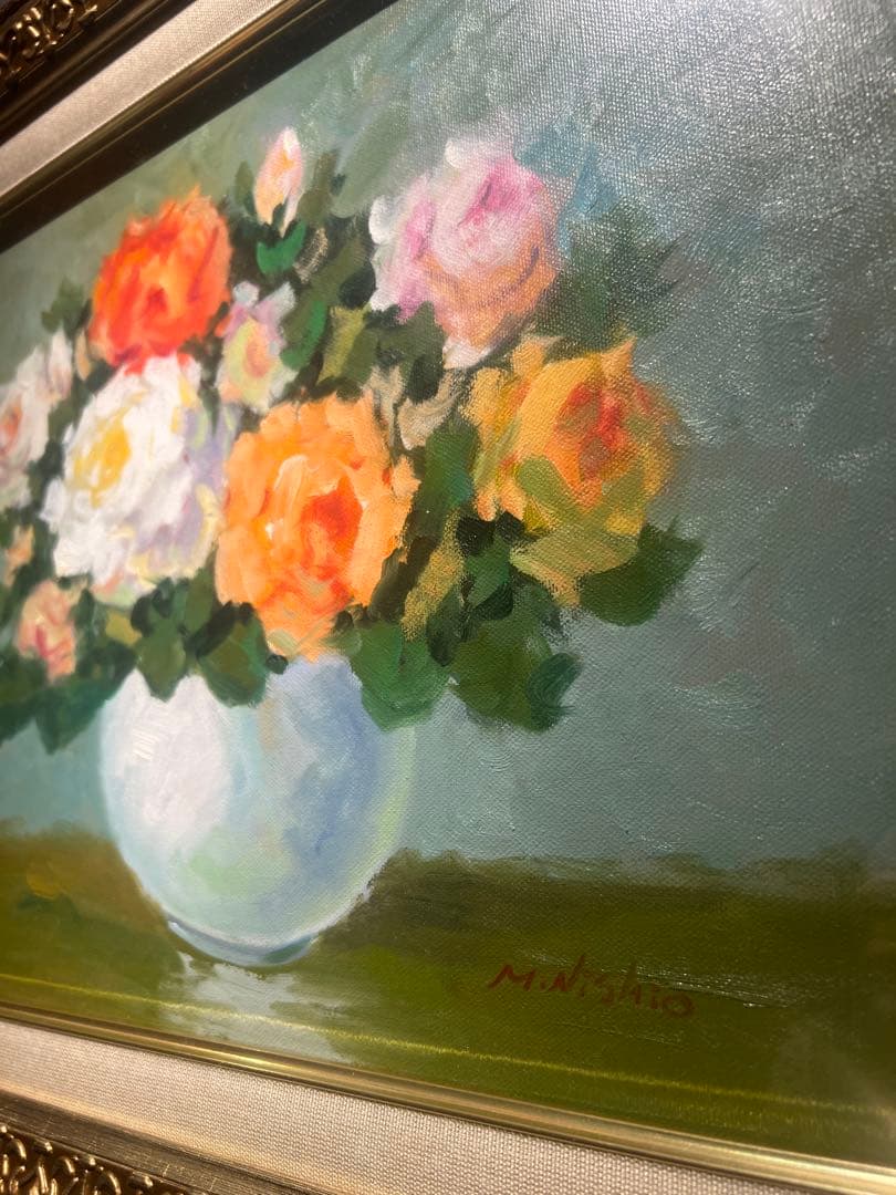 印象派　肉筆画　【薔薇】直筆さいんあり