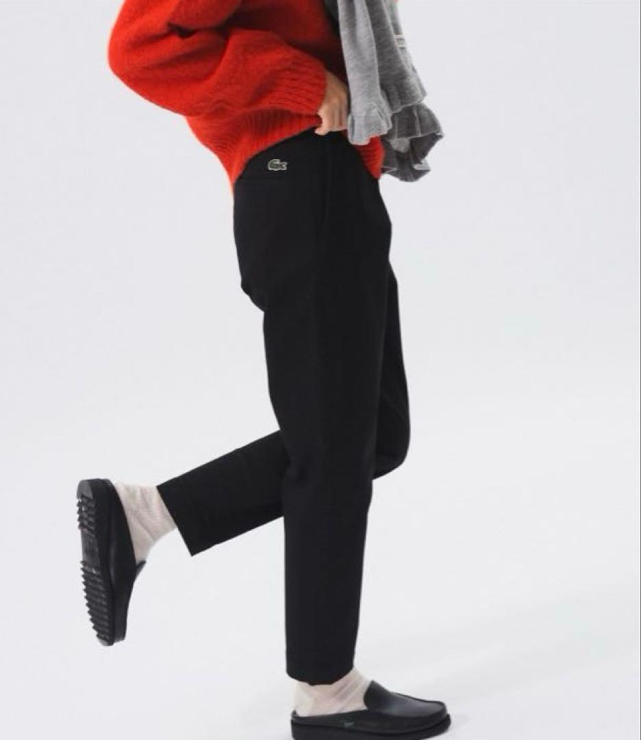 【別注】LACOSTE / コットン パンツ　ブラック　サイズ36