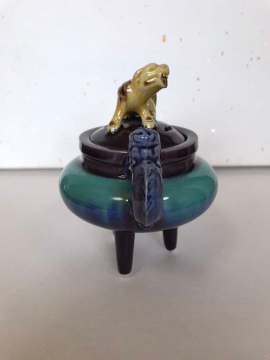 人間国宝 柳雨軒 三代 徳田八十吉(正彦銘)  彩釉香炉 12.8㎝ 管理T58