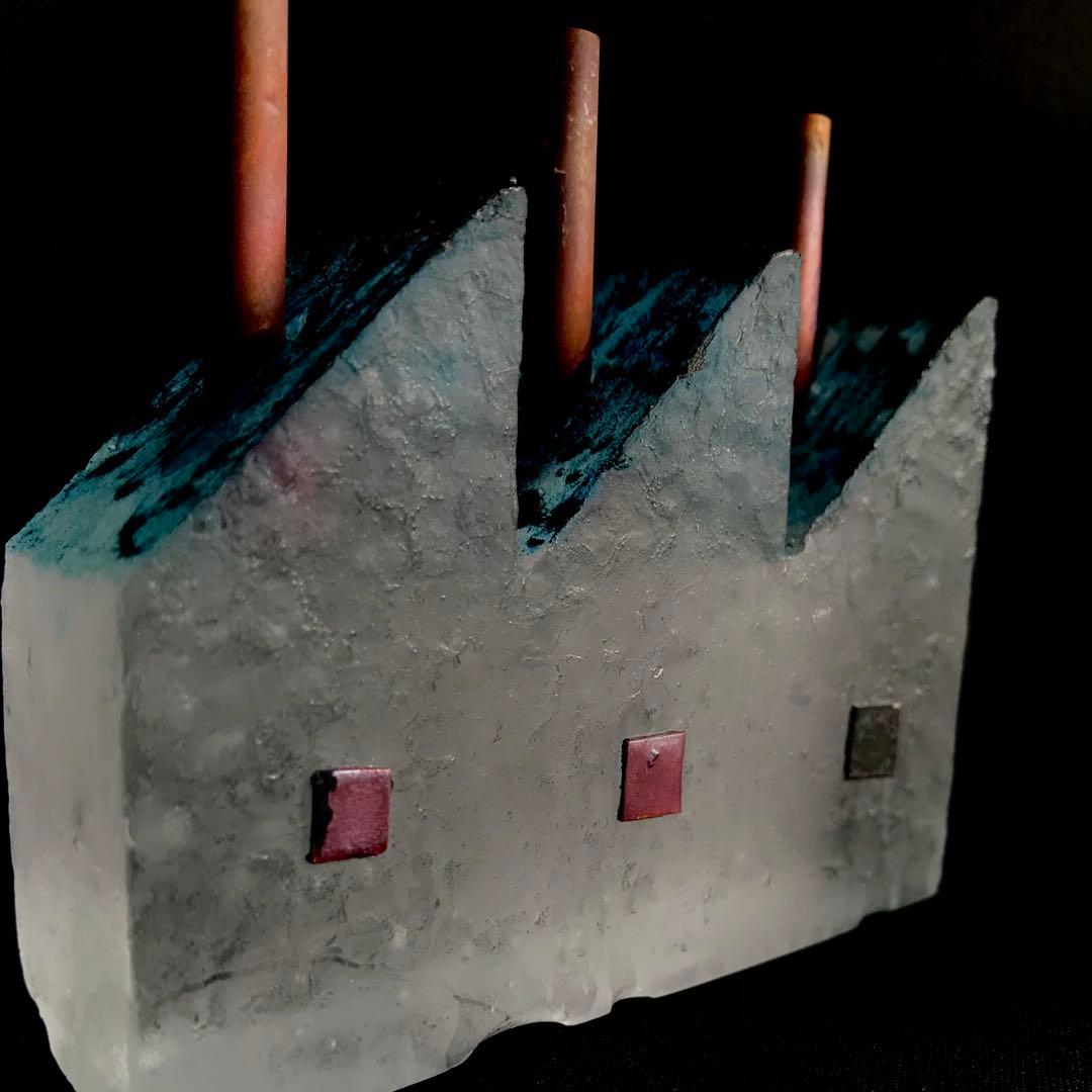 ガラス作家　佐伯泰典作　「夢工場　夜の天蓋」お香立て