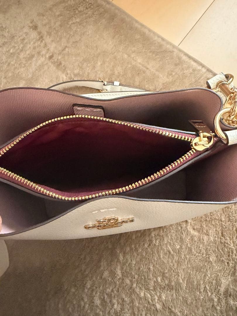 COACH ホワイト レザー ショルダー ハンド バッグ