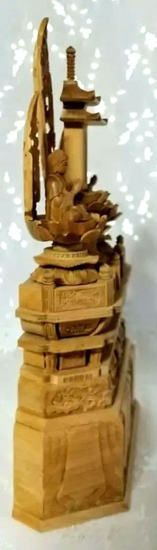 三宝尊 [極小#86] 題目宝塔 釈迦如来坐像 多宝如来坐像 ◆白檀 木彫 仏像