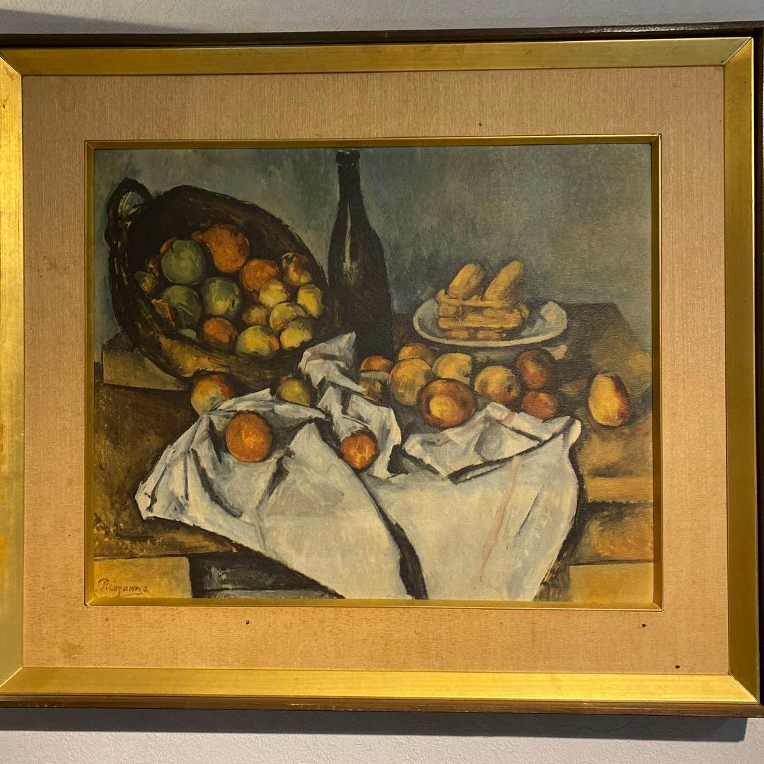 油彩画　リンゴのある静物　セザンヌ　模写