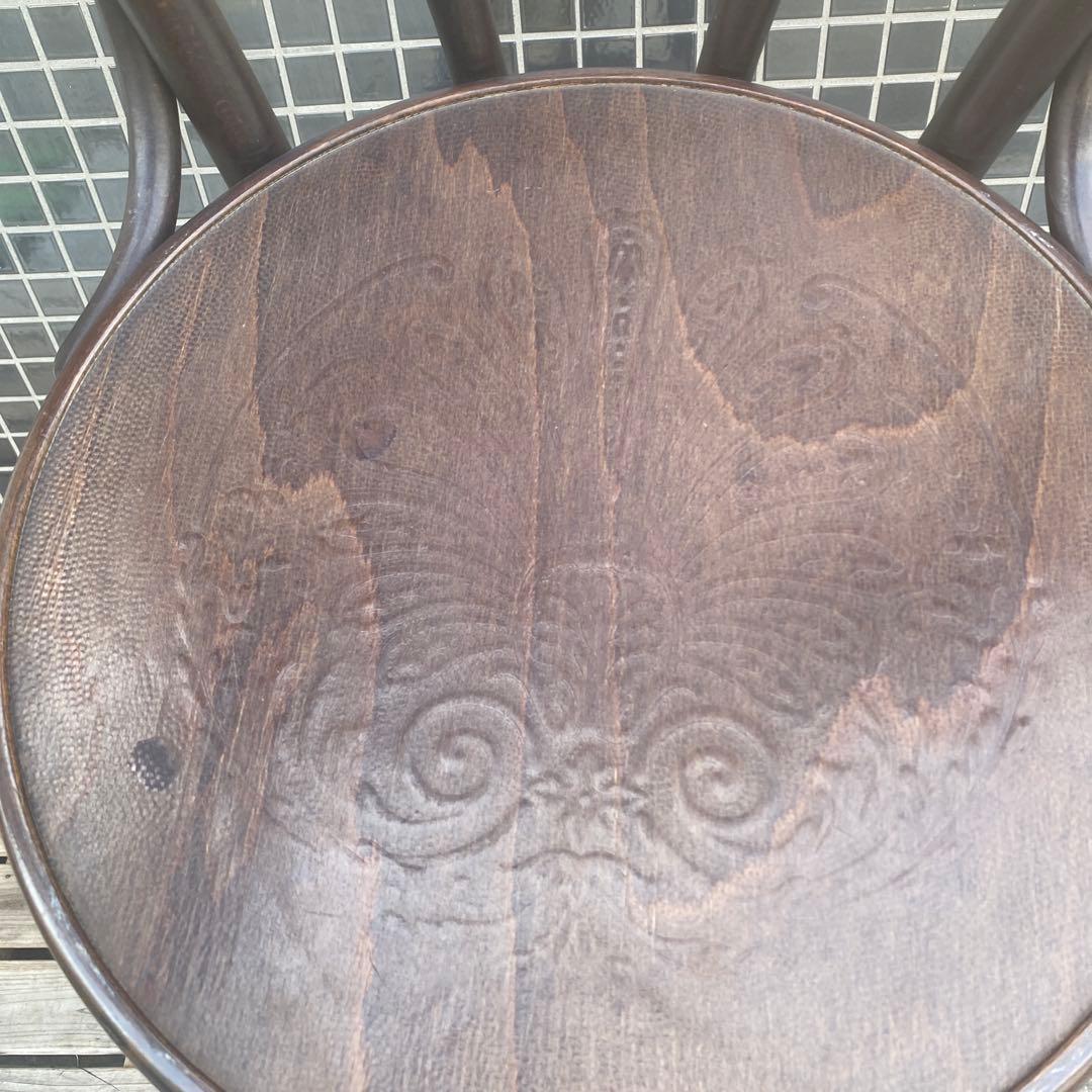 ミッドセンチュリー ヴィンテージ ウッドカウンターチェア 型押し