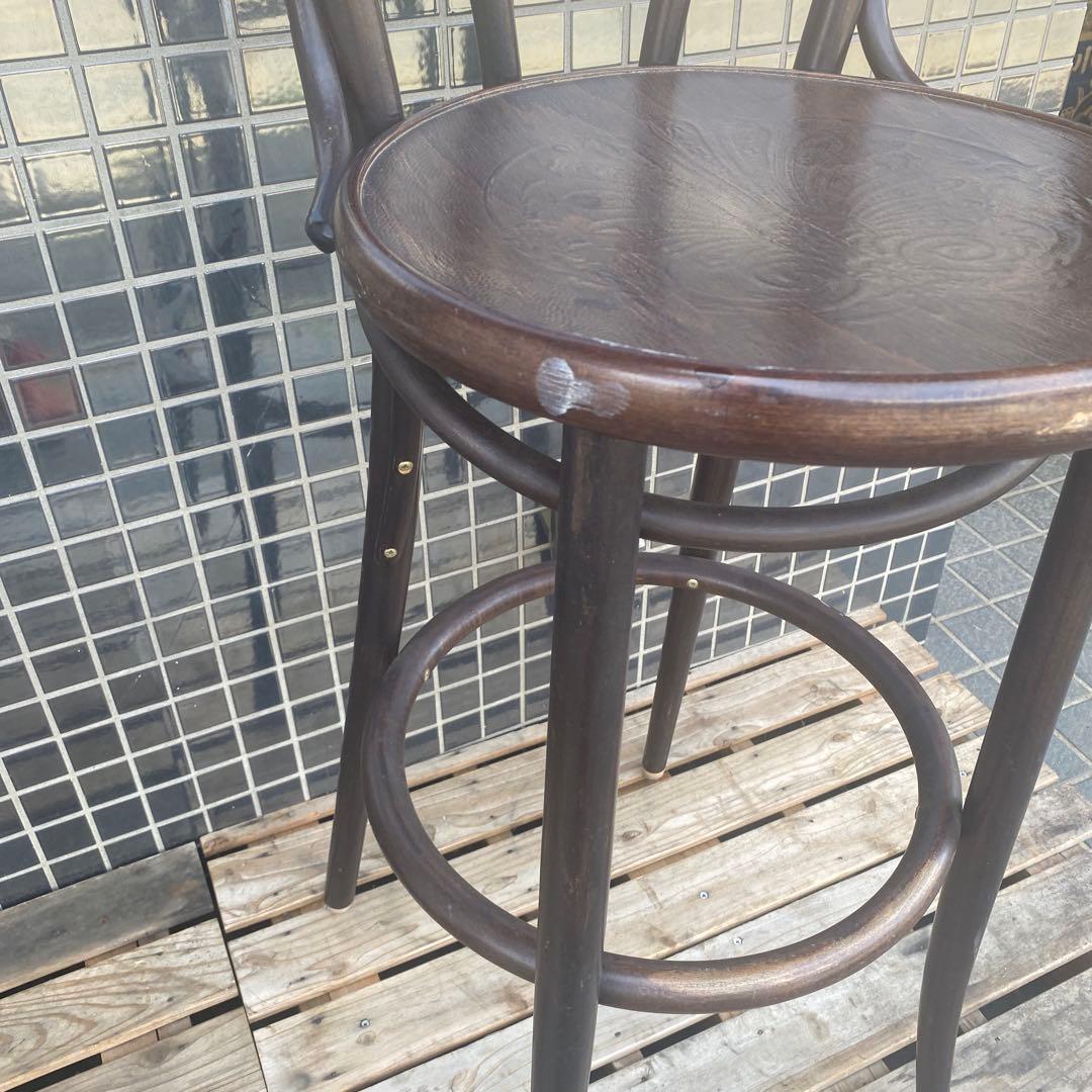 ミッドセンチュリー ヴィンテージ ウッドカウンターチェア 型押し