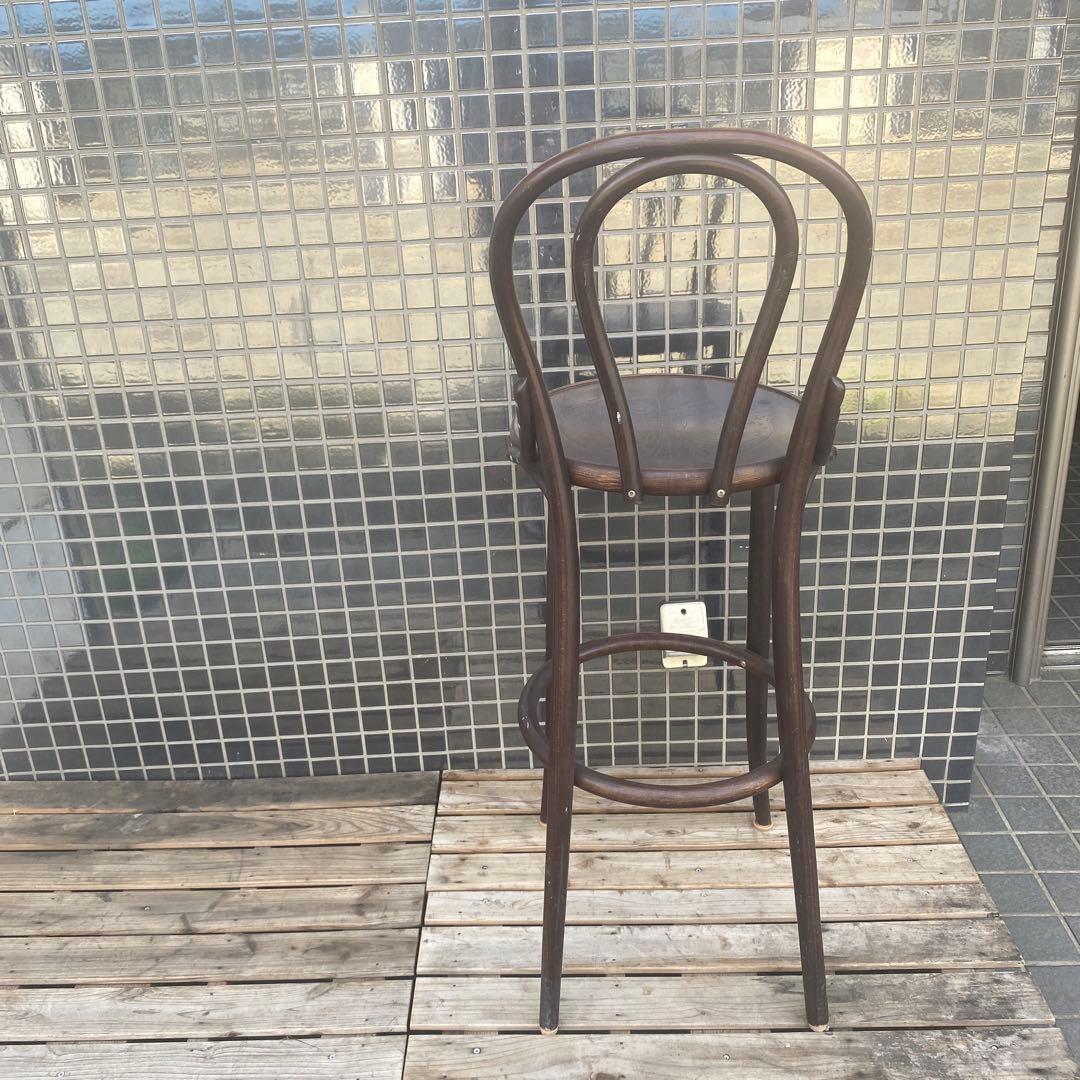 ミッドセンチュリー ヴィンテージ ウッドカウンターチェア 型押し