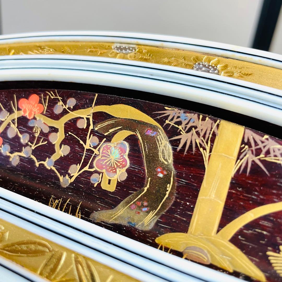 十三弦　高級琴　金蒔絵　お箏　綾杉彫り　梅樹　青貝螺鈿　豪華装飾