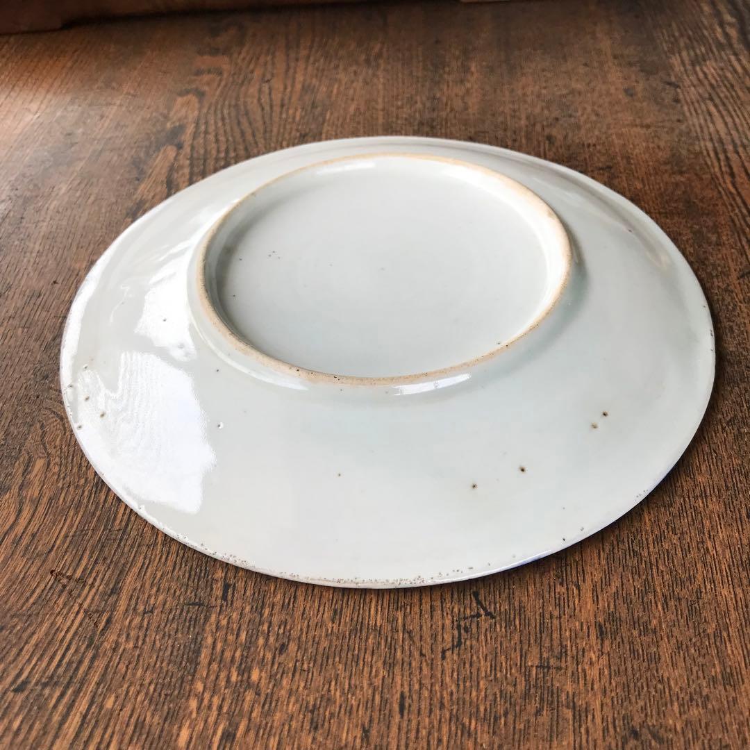 ＊図変わり印判　すずめ踊り　皿　銅版染付　銅摺り印判　明治　大正　古道具＊