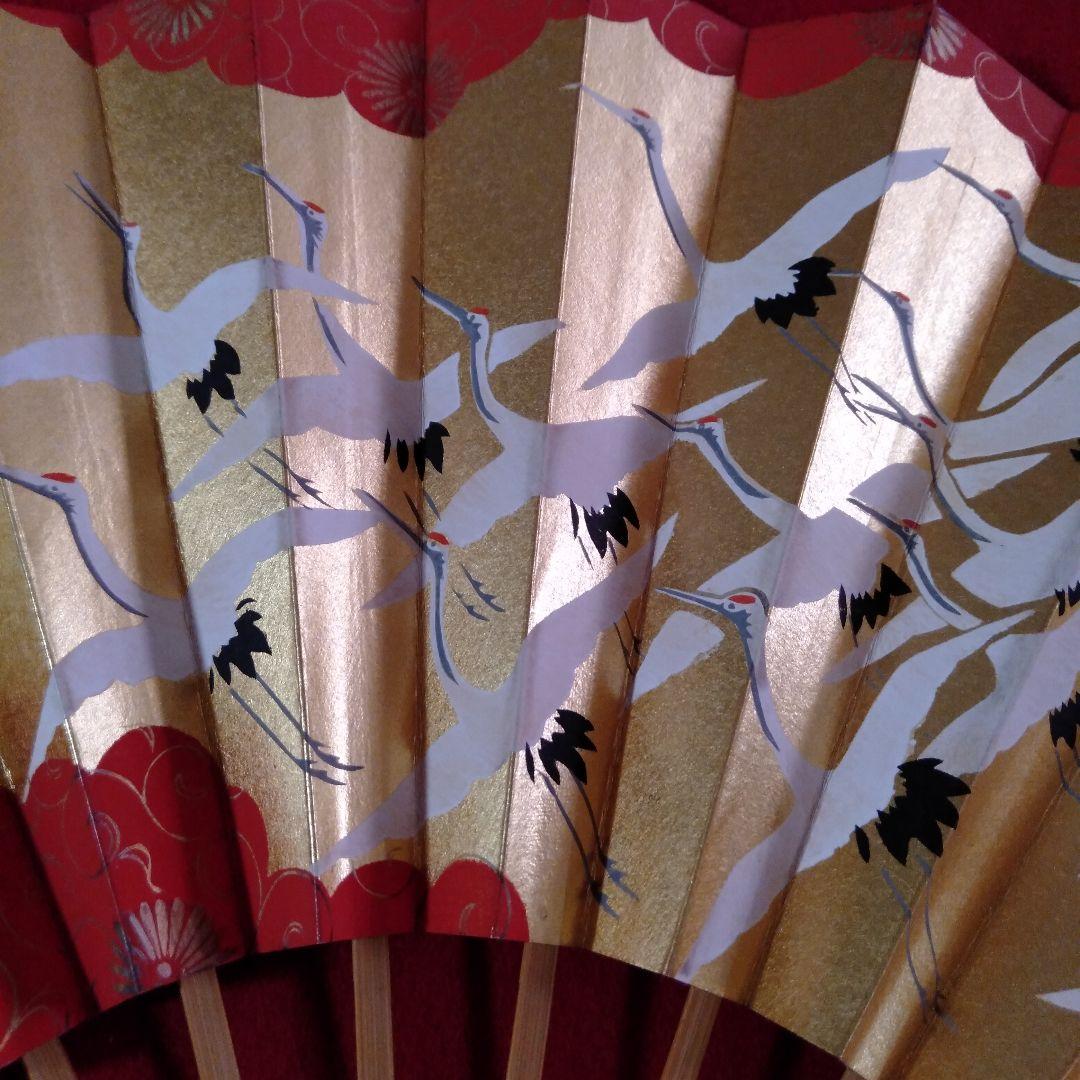 京都十松屋福井扇鋪製　鶴図柄御舞扇