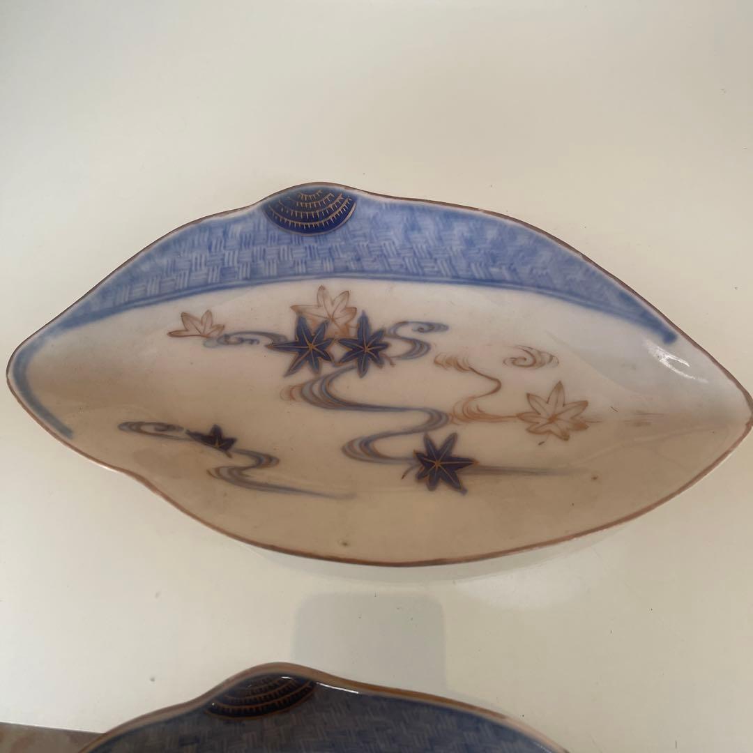 江戸時代　古伊万里　笠【頭に被る笠】型皿 2客