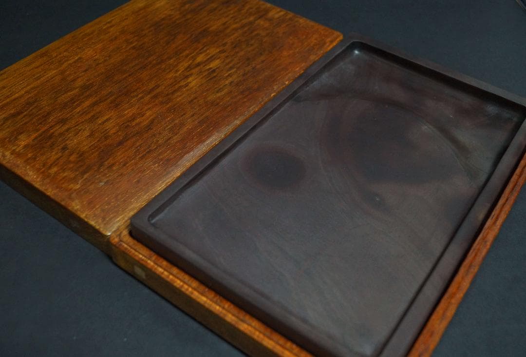 大型端渓硯 宋坑 12寸 唐木硯箱付 総重4.9㎏★時代物★書道具