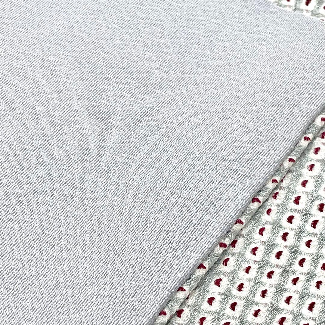 美品［ 名古屋帯 ］正絹　ブルーグレー　総絞り　鹿の子　おしゃれ着　着物