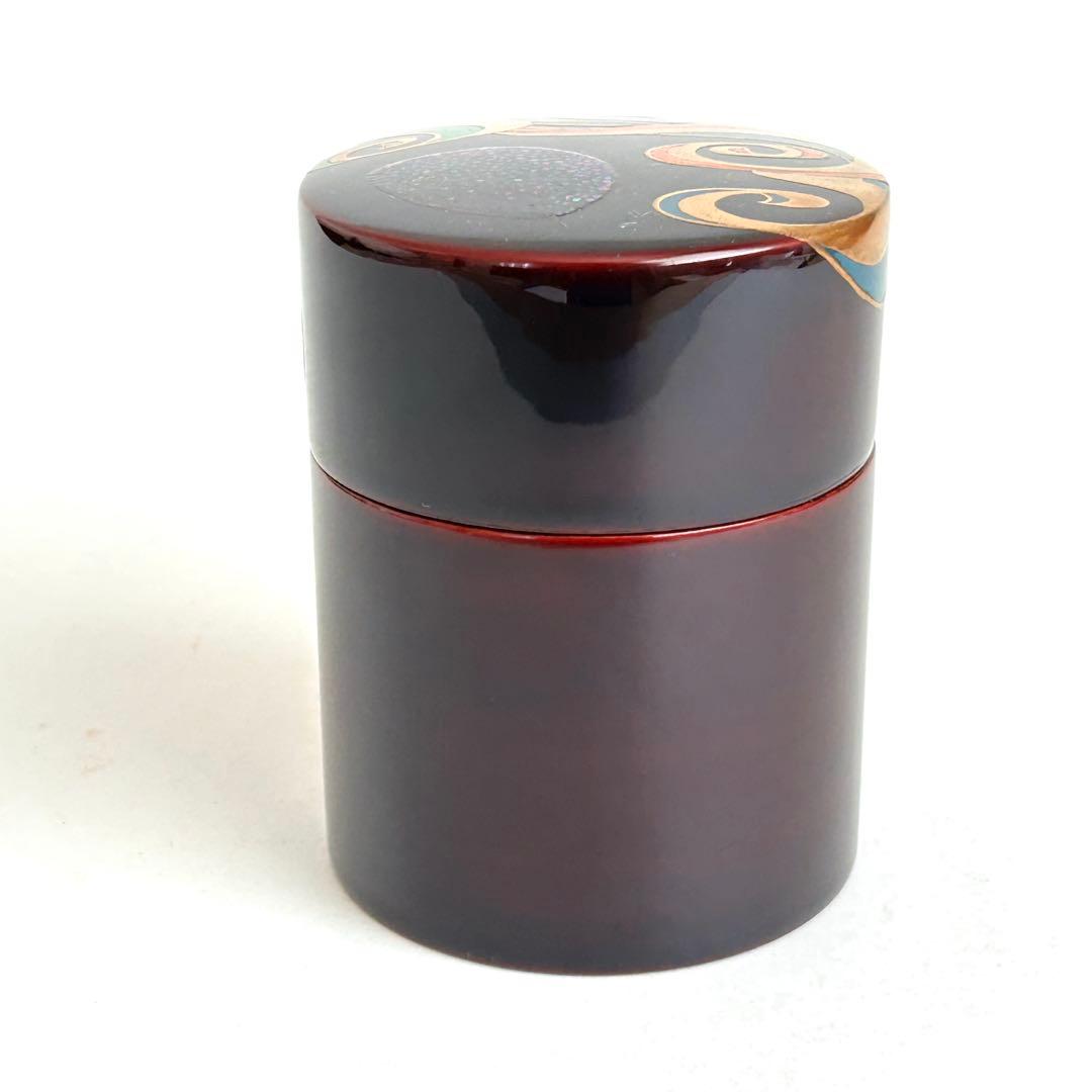 【美品.希少】漆器　茶筒　茶器　茶道具　木製　漆塗り　蒔絵　螺鈿 伝統工芸