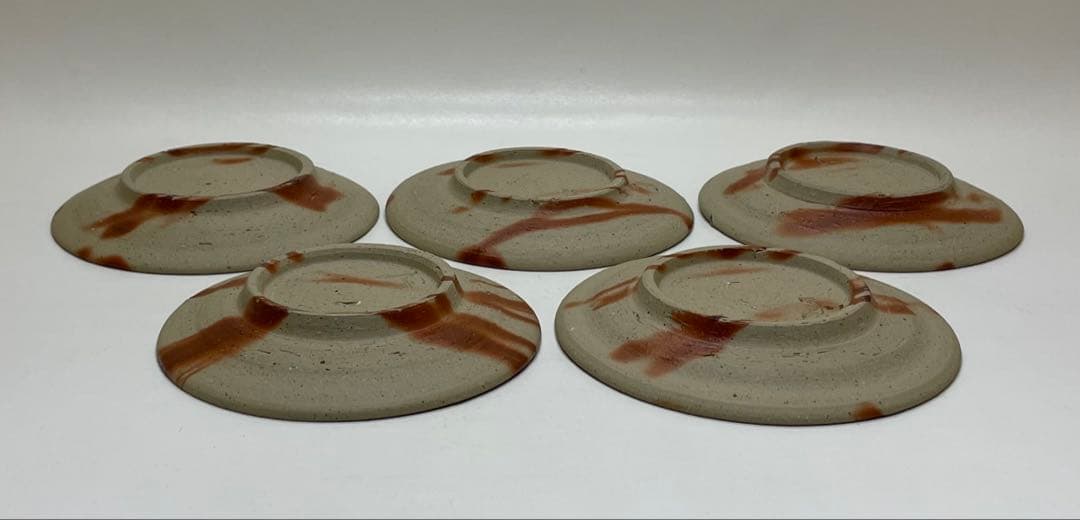 県指定重要無形文化財　山本出　備前焼　銘々皿　5客　共箱　共布　栞 c163