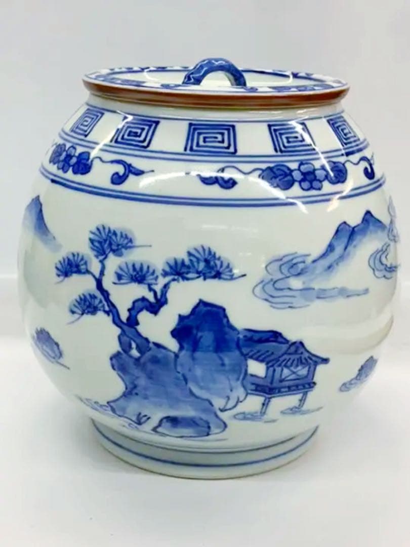 染付　山水　水指　茶道具　茶碗　抹茶碗