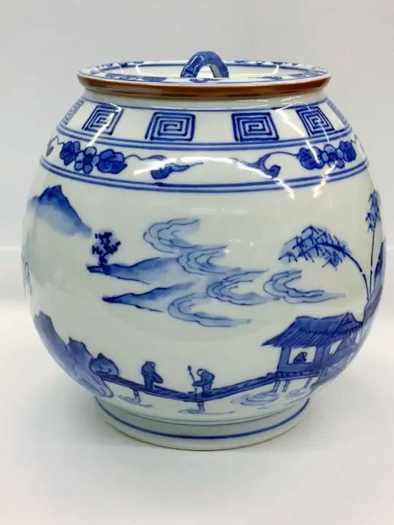 染付　山水　水指　茶道具　茶碗　抹茶碗