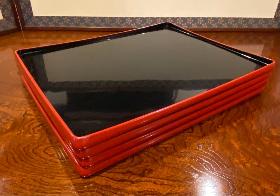 輪島塗　卓上膳　四客　龍作　天然木　共箱　M246