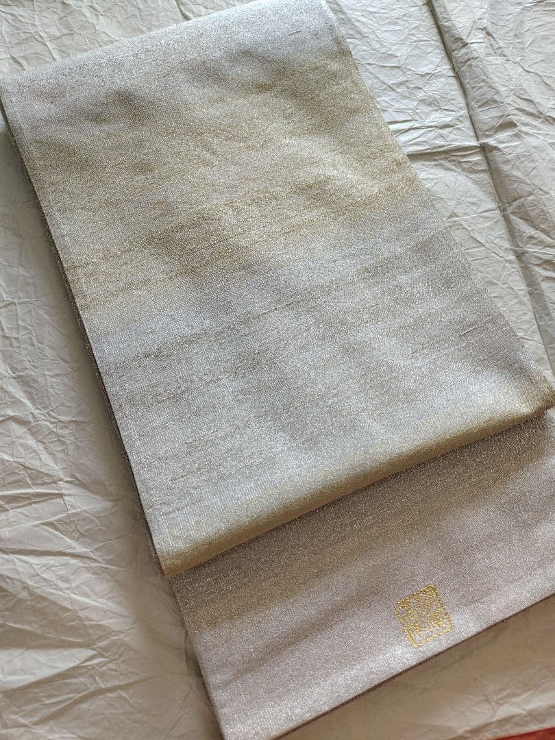 ちはやふる値下げ　桝屋高尾　ねん金綴錦　彩絵菊文　両面　袋帯