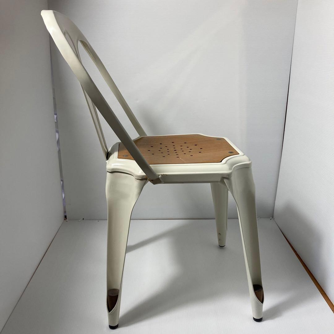 インダストリアル 椅子 鉄脚アンティーク　ホワイト　ブラック　2個セット