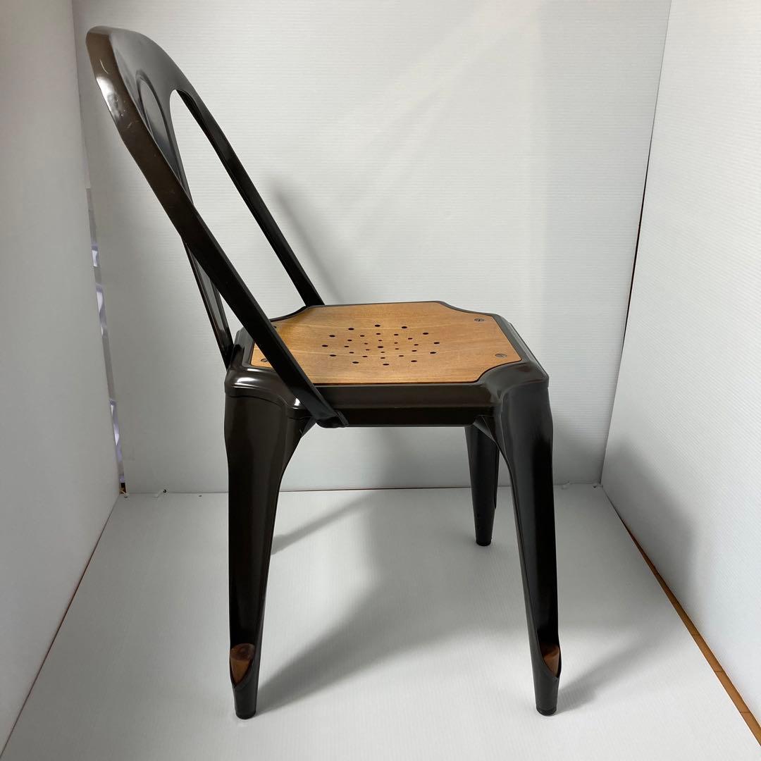 インダストリアル 椅子 鉄脚アンティーク　ホワイト　ブラック　2個セット