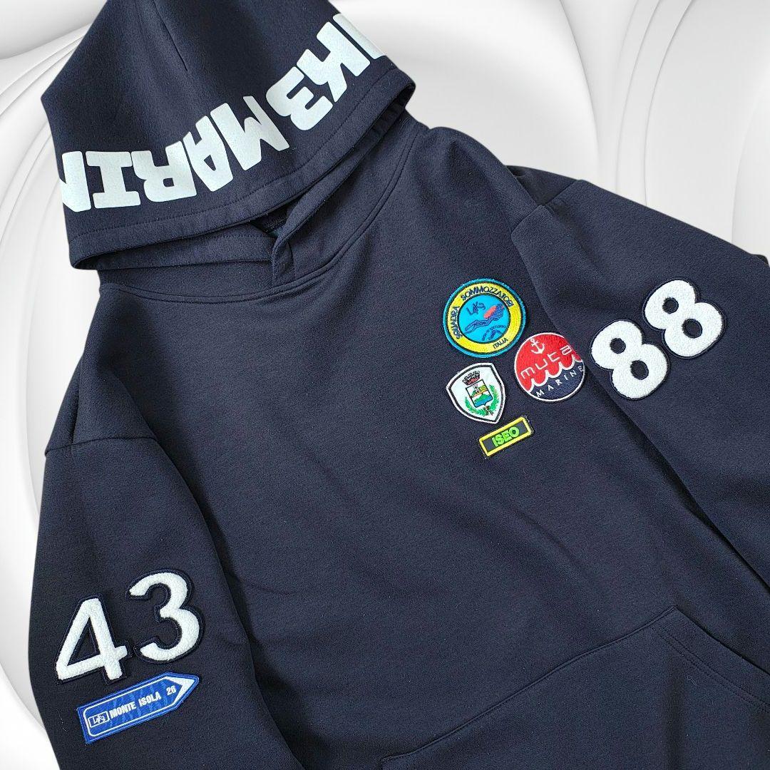 極美品★muta MARINE ムータマリン プルオーバーパーカーネイビー L