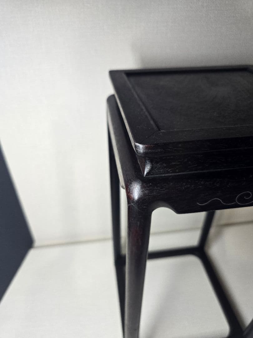 時代物 唐物 唐木 銀象嵌唐草付 花台　紫檀 華道具　飾り棚　茶道具　骨董品