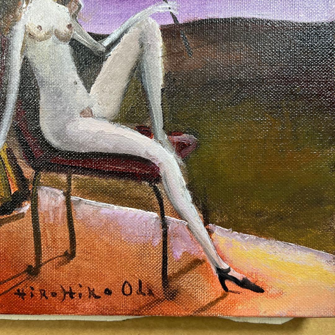 ⭕️油絵　二科会員　織田広比古　画題[月とバラ] F3号　東京銀座　日動画廊　油彩