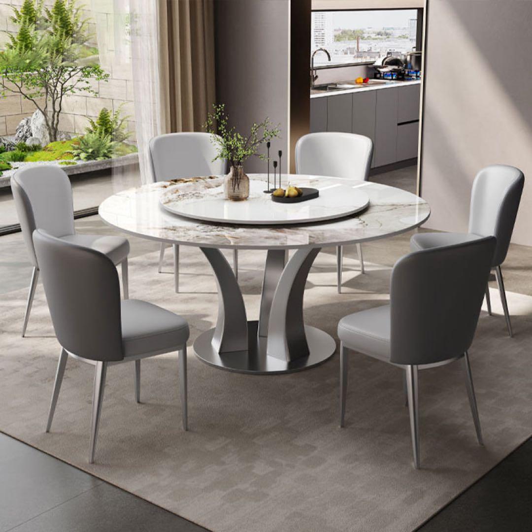 ダイニングセットテーブル150cm＋チェア6脚&ターンテーブル