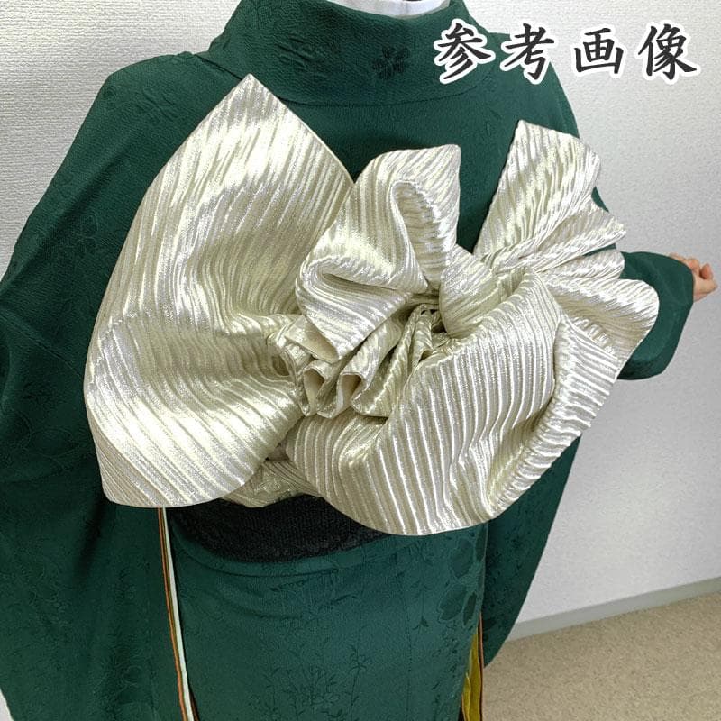 509z15.509y14.小物〇色無地 中振袖 桜 地紋 深緑 嘘つき袖付き〇