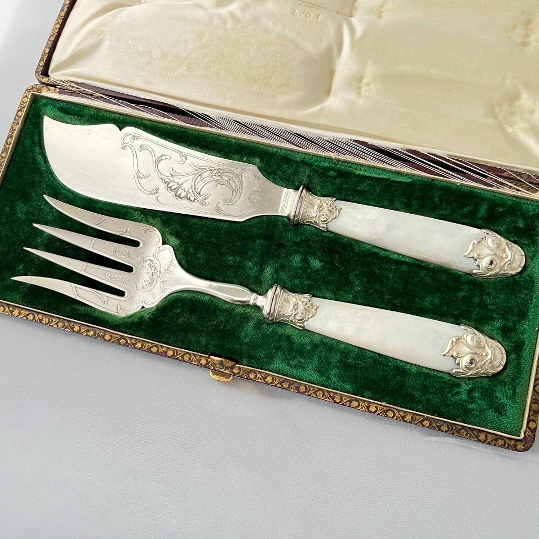 【仏蘭西】【白蝶貝】Art Nouveau カトラリー 12名用 大型サーバー