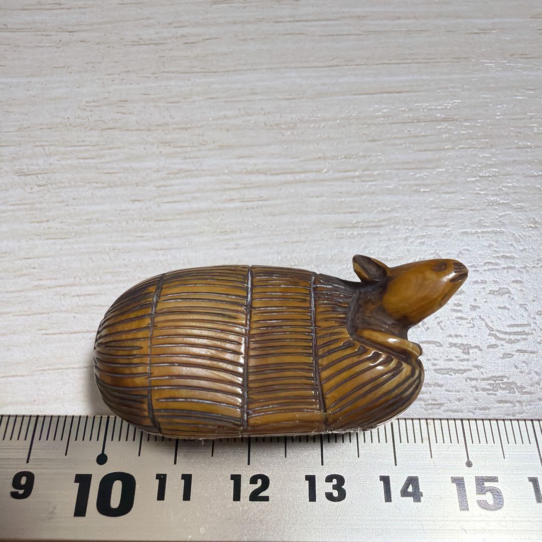 根付 俵に鼠 江戸期 netsuke